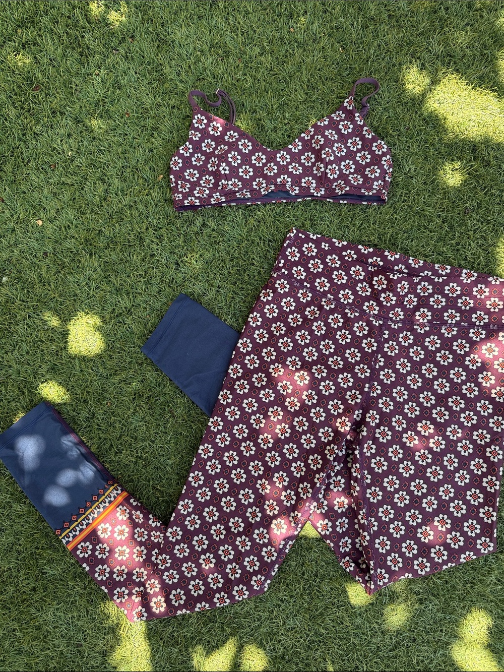 The Upside Maroon Floral Print Sports Bra & Leggings Set